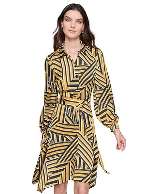 Karl Lagerfeld Paris Women's Printed A-Line Shirtdress