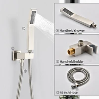 Streamdale Furniture Brushed Nickel Shower System 10 Inch Brass Bathroom Deluxe Rain Mixed Shower Combination Set