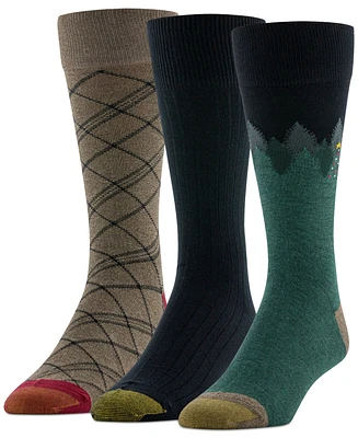 Gold Toe Men's Pine Forest Crew Dress Socks, 3-Pack