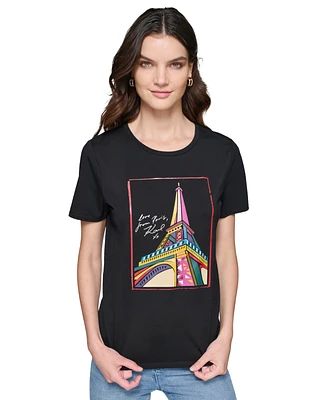 Karl Lagerfeld Paris Women's Eiffel Tower Graphic T-Shirt