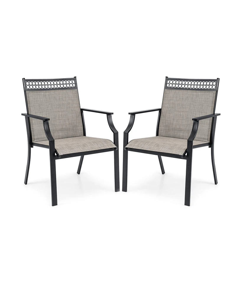 Slickblue Patio Chairs Set of 2 with All Weather Breathable Fabric-Brown