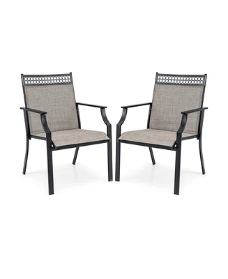 Slickblue Patio Chairs Set of 2 with All Weather Breathable Fabric-Brown