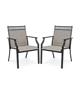 Slickblue Patio Chairs Set of 2 with All Weather Breathable Fabric-Brown