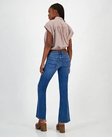 Lucky Brand Stripe Cropped Dolman Sleeve Shirt Sweet Flare Stretch Flare Leg Jeans