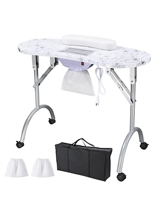 Byootique Portable Folding Manicure Nail Table Station Salon Desk Vented Beauty Spa