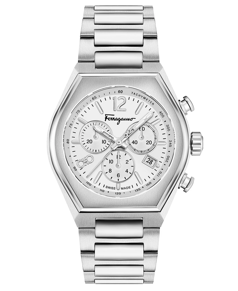 Ferragamo Men's Swiss Chronograph Stainless Steel Bracelet Watch 42mm