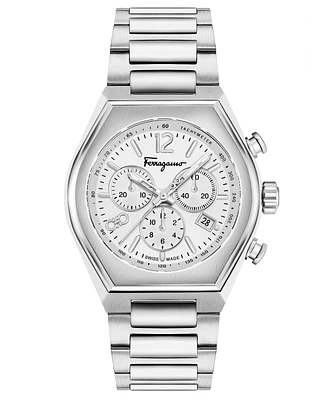 Ferragamo Men's Swiss Chronograph Stainless Steel Bracelet Watch 42mm