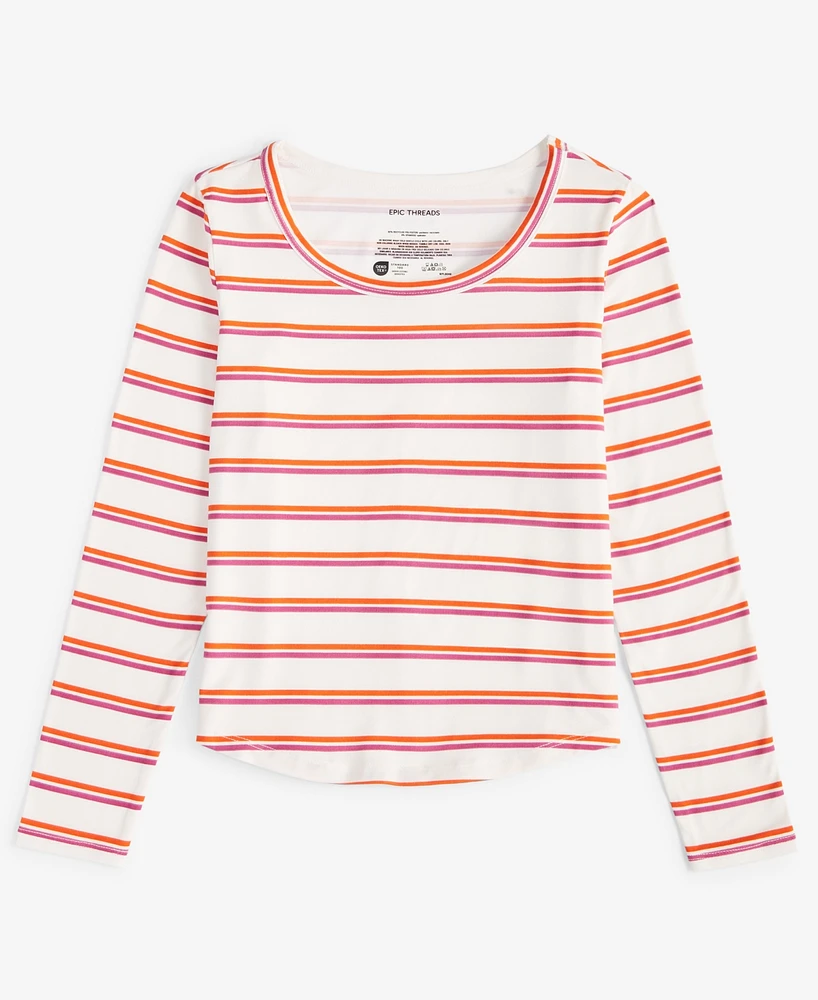 Epic Threads Girls Emily Striped Stretch Knit Top, Created for Macy's