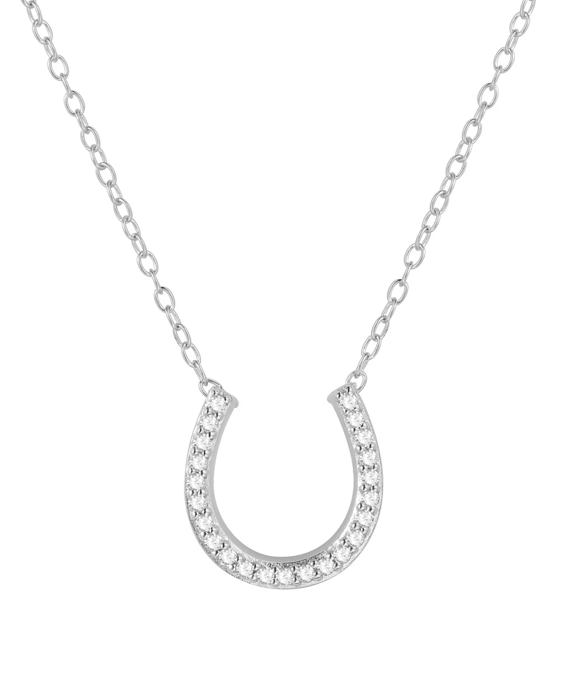 Diamond Horseshoe 18" Pendant Necklace (1/8 ct. t.w.) in Sterling Silver