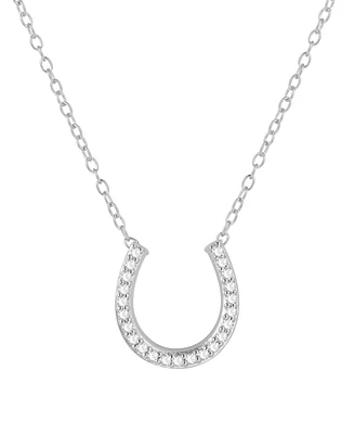 Diamond Horseshoe 18" Pendant Necklace (1/8 ct. t.w.) in Sterling Silver