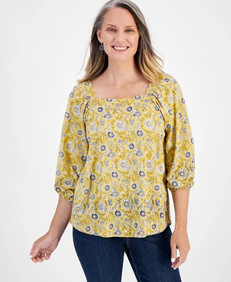 Style & Co Petite Square-Neck 3/4-Sleeve Convertible Top, Created for Macy's