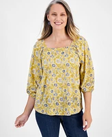 Style & Co Petite Square-Neck 3/4-Sleeve Convertible Top, Created for Macy's