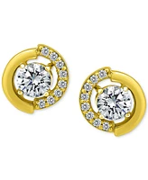 Giani Bernini Cubic Zirconia Asymmetric Circle Stud Earrings in 18k Gold-Plated Sterling Silver, Created for Macy's