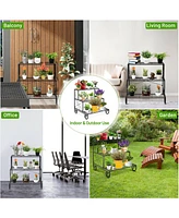 3 Tier Outdoor Metal Garden Planter Holder Shelf