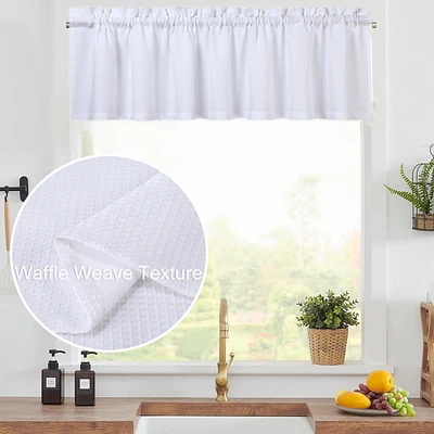 Caromio Waffle Weave Rod Pocket Kitchen Valance Curtain, 60" x 15"