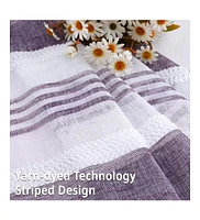 Caromio Yarn-Dyed Vertical Stripe Grommet Sheer Window Curtain Panels Set, 52" x 54"
