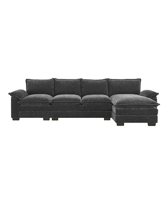 Mondawe 118x55" Modern L-shaped Chenille Cloud Sofa with Double Seat Cushions,5