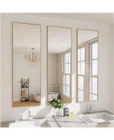 Homlux Rectangular Wall Mounted Mirror 14"x48" in Gold