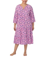 Ellen Tracy Plus Printed 3/4-Sleeve Nightgown