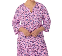 Ellen Tracy Plus Printed 3/4-Sleeve Nightgown