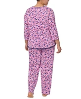 Ellen Tracy Plus Size 2-Pc. Printed 3/4-Sleeve Pajamas Set