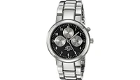 Gino Franco Men's Round Stainless Steel Multi-Function Watch with Day, Date Subdials and Bracelet