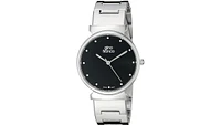 Gino Franco Men's Black Minimalist Round Stainless Steel Bracelet Watch