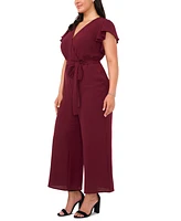 Msk Plus Size Flutter-Sleeve Wide-Leg Jumpsuit