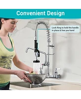 Aquaterior Wall Mount Pre-Rinse Faucet Undermount Kitchen Sink Kit Height Sprayer Single Bowl Sink Basin, with Drain Pipe, Basket Strainer