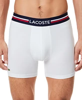 Lacoste Men's Regular Fit Stretch French Flag Boxer Briefs, Pack of 3