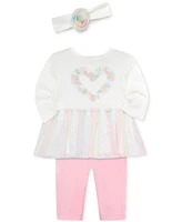 Little Me Baby Girls Rainbow Tutu Dress, Leggings & Headband Set