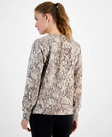 Id Ideology Women's Animal-Print Crewneck Fleece Sweatshirt, Created for Macy's