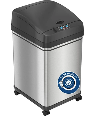 iTouchless Stainless Steel Sensor Trash Can with Pet-Proof Lid, Wheels, and AbsorbX Odor Filter 8 Gallon Silver