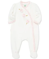 Little Me Baby Girls Ruffled Floral Velour Footed Coverall