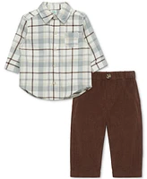 Little Me Baby Boys Plaid Shirt & Pants Set