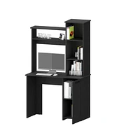 Fm Furniture Rumford Computer Desk with Hutch and 3-Tier Storage Shelves