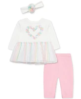 Little Me Baby Girls Rainbow Tutu Dress, Leggings & Headband Set