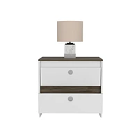 Fm Furniture Lily Nightstand, Two Drawers, Superior Top