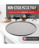 Bakken- Swiss Bakkenmaster Bakken Pizza Tray Set 3-Piece – Gray Ceramic Coating, Non-Stick, Round Steel Pans