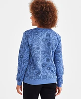 Style & Co Women's Printed Fleece Crewneck Sweatshirt, Created for Macy's