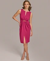 Donna Karan Women's Split-Neck Ruched Hardware-Trim Dress