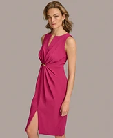 Donna Karan Women's Split-Neck Ruched Hardware-Trim Dress