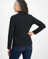 Style & Co Petite Mock-Neck Printed Long-Sleeve Top, Created for Macy's