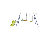 Slickblue 4-in-1 Heavy-Duty Metal Playset with Slide and Basketball Hoop