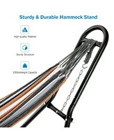 Gymax Hammock Stand Heavy Duty Steel Frame Hanging Hooks Indoor Outdoor