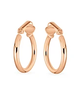 Bling Jewelry Classic Basic Simple Tube Lightweight Clip On Hoop Earrings For Women Non Pierced Ears Rose Gold Plated Sterling Silver .75 Diameter