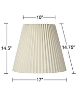 Set of 2 Pleated Empire Lamp Shades Ivory Large 10" Top x 17" Bottom x 14.75" High Spider with Replacement Harp and Finial Fitting - Spring crest