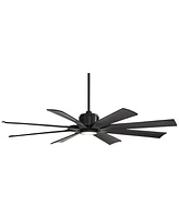 60" Defender Modern Large Indoor Outdoor Ceiling Fan with Led Light Remote Control Matte Black Damp Rated for Patio Exterior House Home Porch Gazebo G