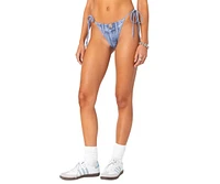 Edikted Women's Denim Printed String Bikini Bottom