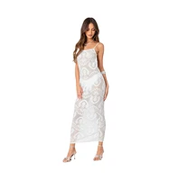 Edikted Women's Embroidered Backless Sheer Knit Maxi Dress